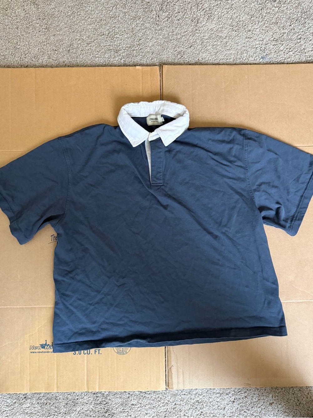 Blank Navy Rugby Polo with White Collar